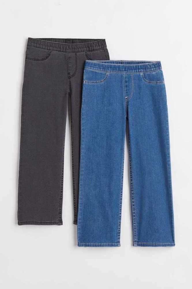 Jeans H&M 2-pack Superstretch Anchos Fit Niños Negros Azules | 352706ALZ