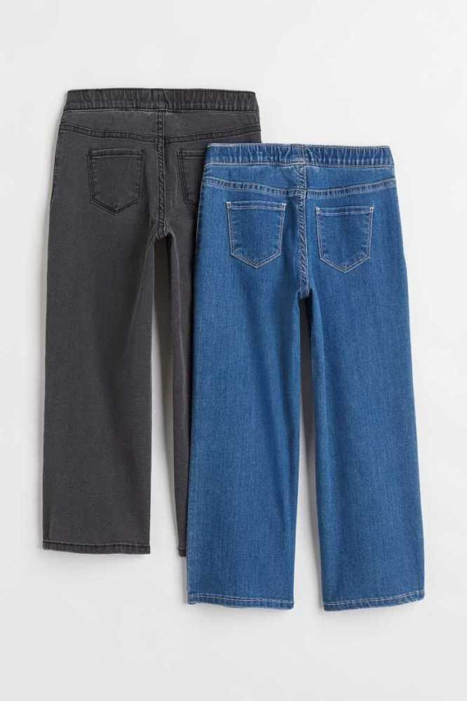 Jeans H&M 2-pack Superstretch Anchos Fit Niños Negros Azules | 352706ALZ