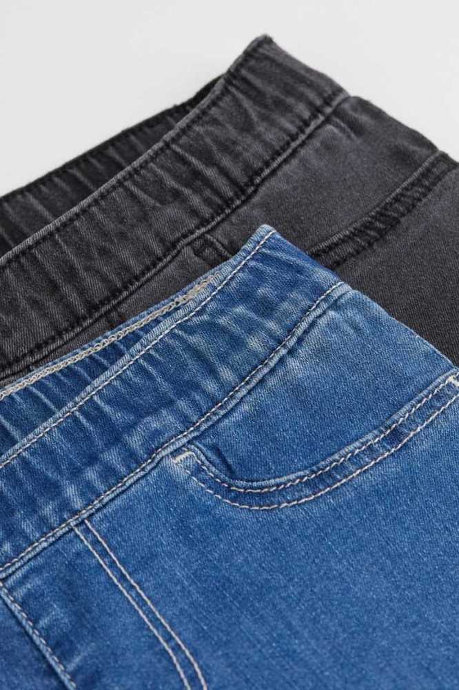 Jeans H&M 2-pack Superstretch Anchos Fit Niños Negros Azules | 352706ALZ