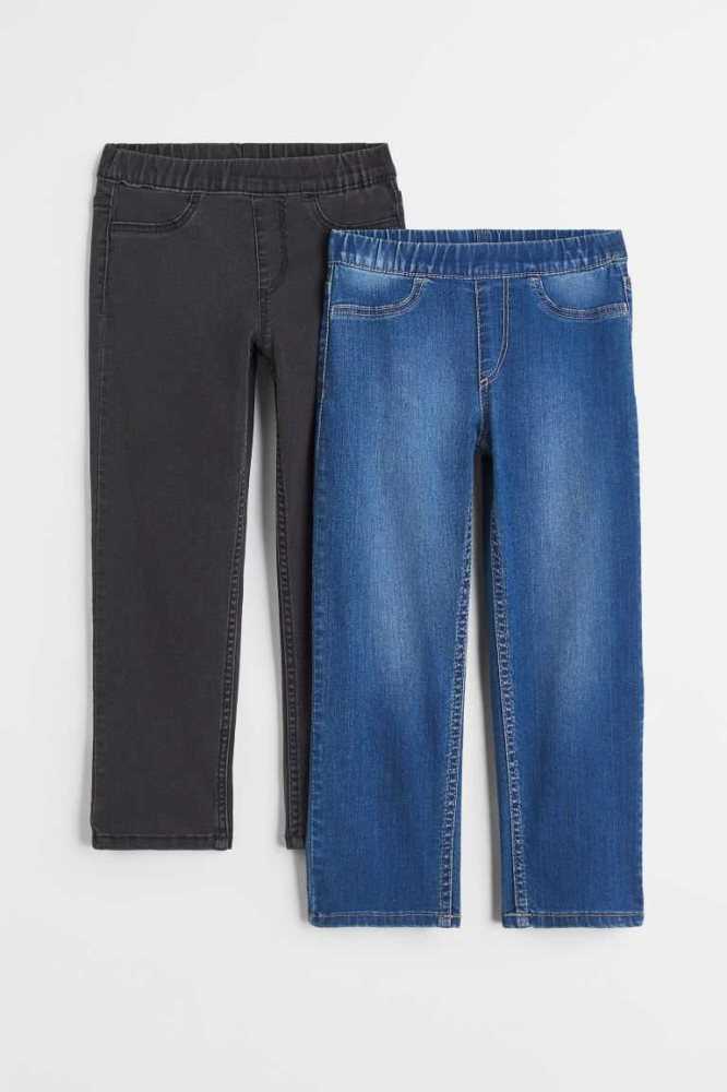 Jeans H&M 2-pack Superstretch Directo Fit Niños Azules Negros | 258341YSO