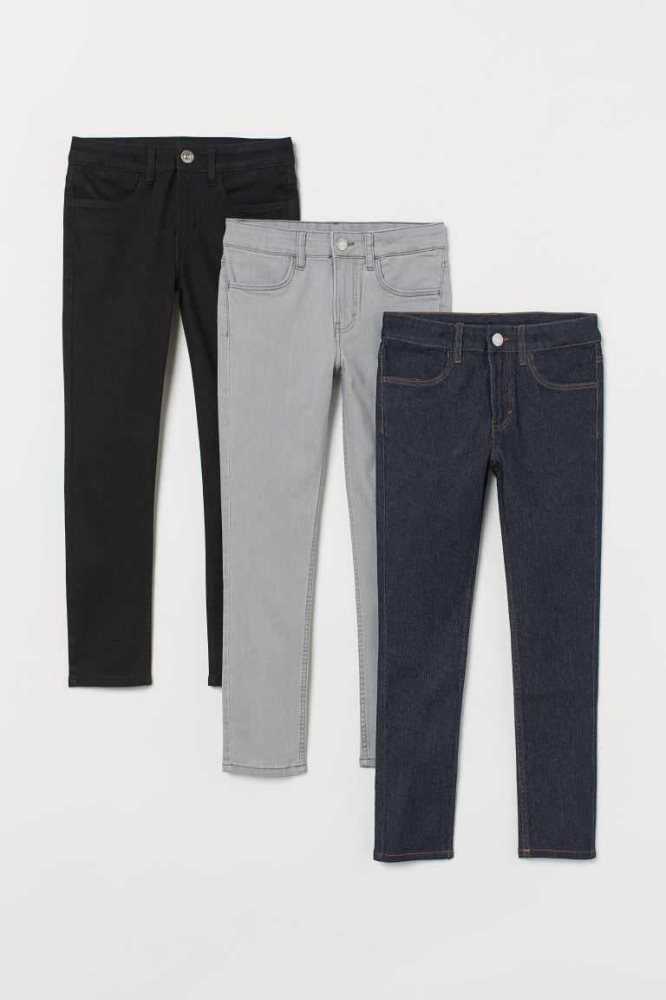 Jeans H&M 3-pack Flaco Fit Niños Azules Negros Grises Claro | 679038TYV