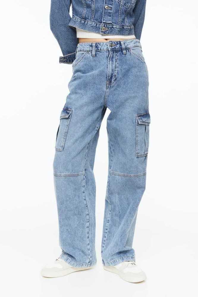 Jeans H&M 90s Baggy High Cargo Mujer Azules | 649130LGY