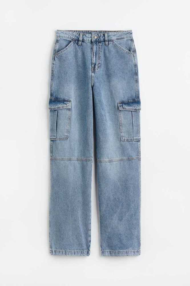 Jeans H&M 90s Baggy High Cargo Mujer Azules | 649130LGY