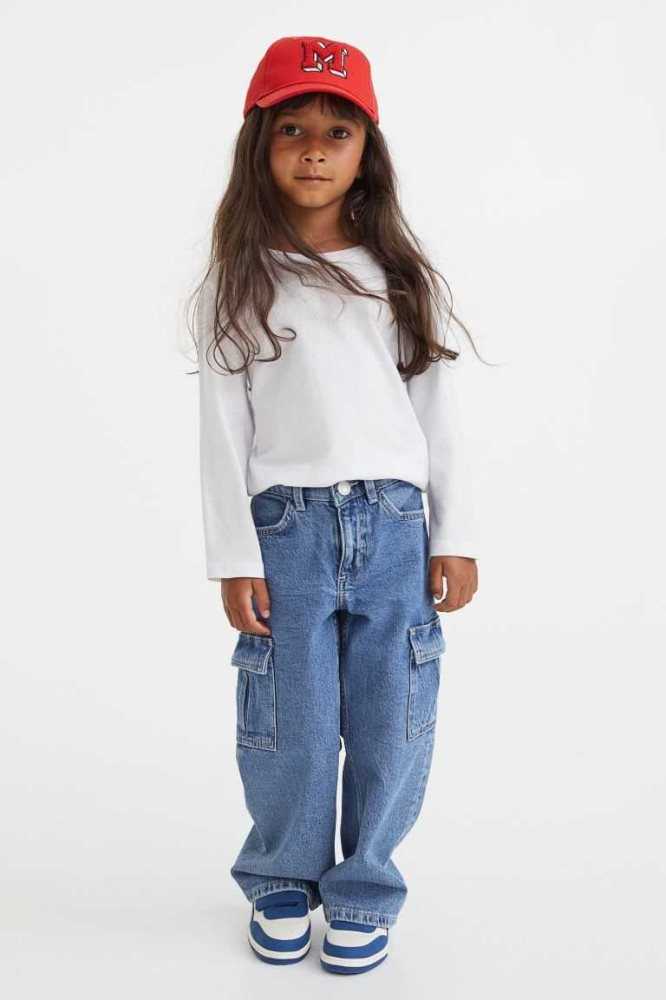 Jeans H&M Comodidad Stretch Anchos Fit Cargo Niños Beige Claro | 948713YIZ