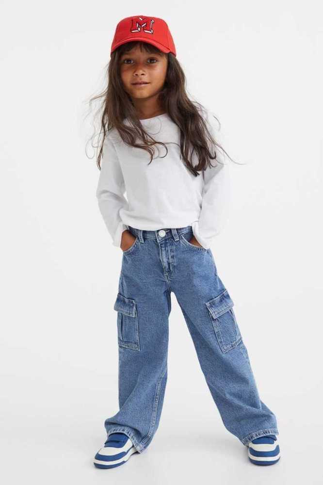 Jeans H&M Comodidad Stretch Anchos Fit Cargo Niños Beige Claro | 948713YIZ