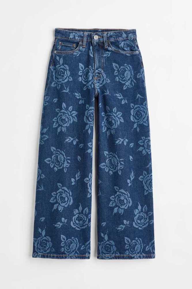 Jeans H&M Comodidad Stretch Anchos Fit High Niños Azules Oscuro | 326785ZWL