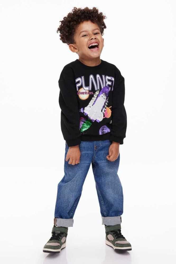 Jeans H&M Comodidad Stretch Loose Fit Niños Negros | 796481ICJ