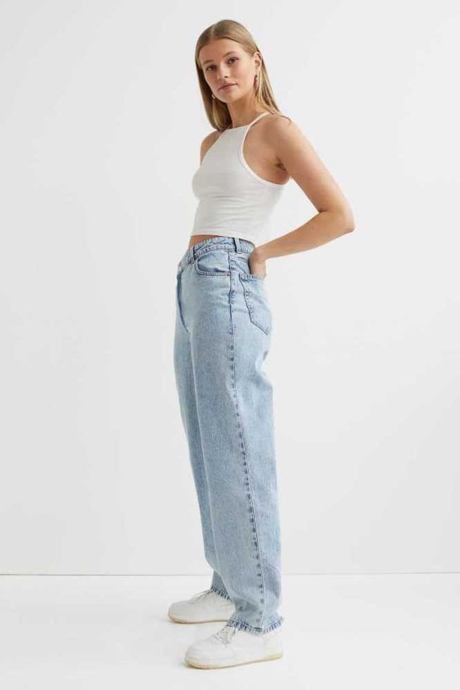 Jeans H&M Directo Baggy Mujer Azules Claro | 017936ETN