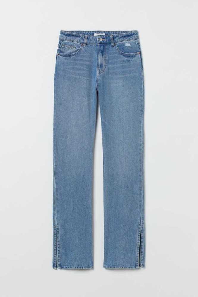 Jeans H&M Directo High Split Mujer Azules | 413627TWL