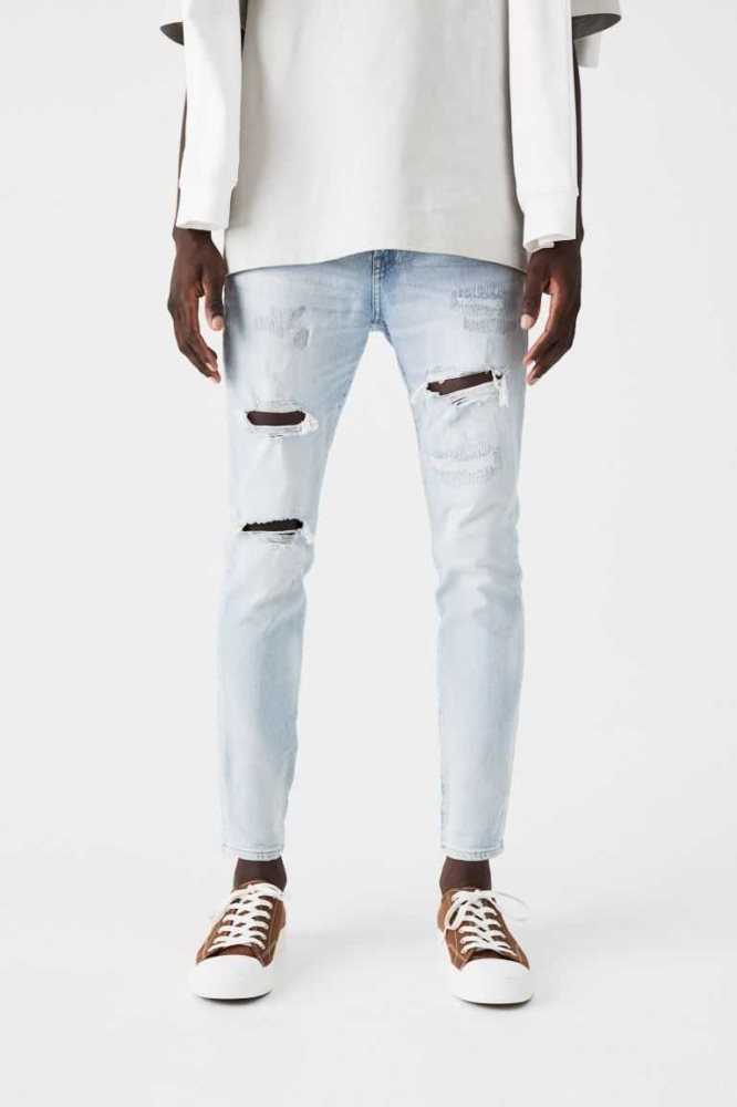 Jeans H&M Flaco Crop Hombre Azules Claro | 082573HMO