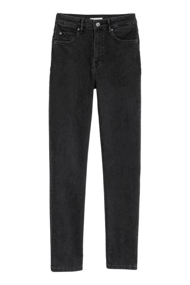 Jeans H&M Flaco High Mujer Grises Oscuro | 619547DGN