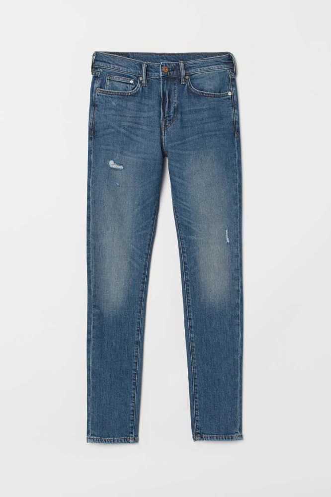 Jeans H&M Flaco Hombre Azules | 105936PNE