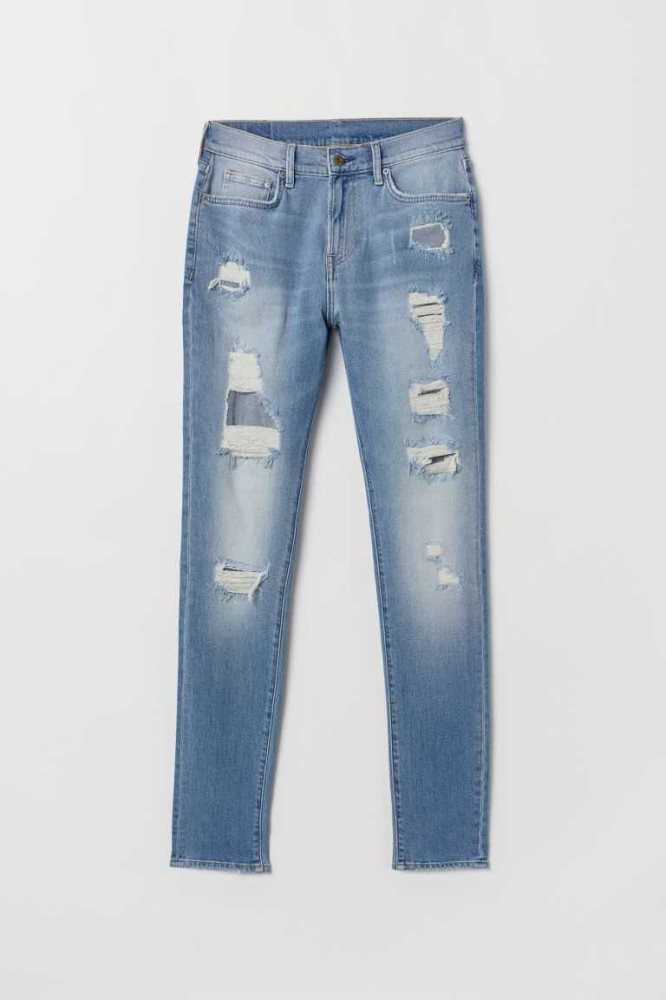 Jeans H&M Flaco Hombre Azules | 105936PNE