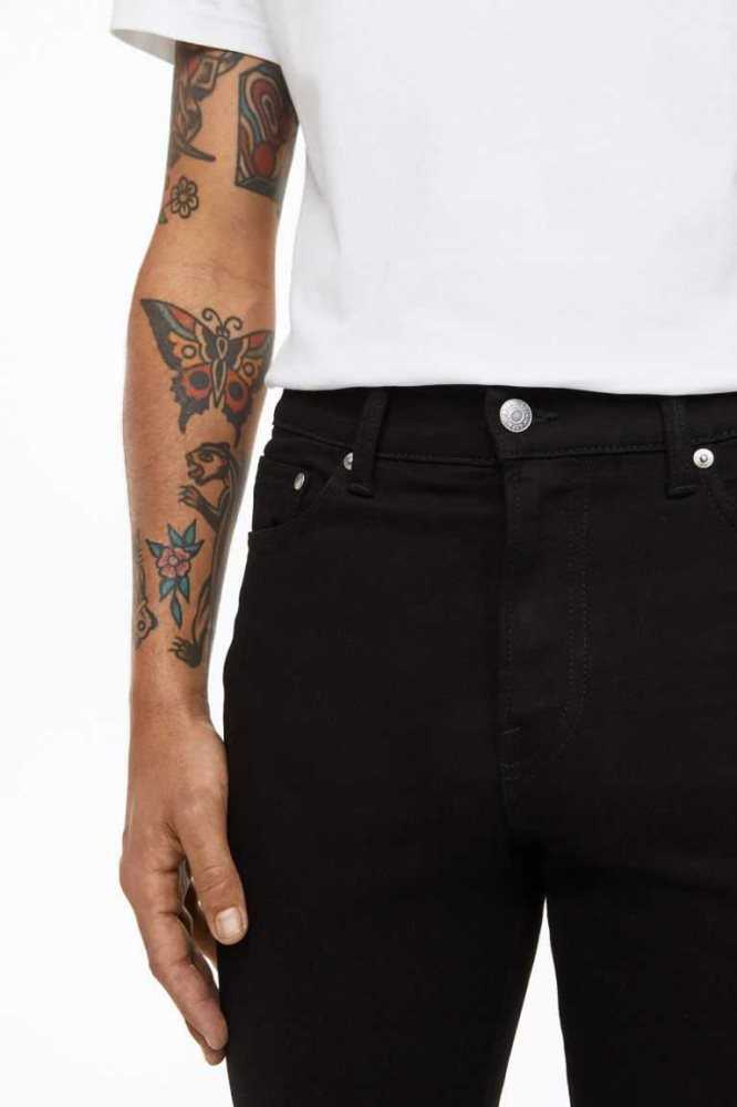 Jeans H&M Flaco Hombre Negros | 624591ZQD