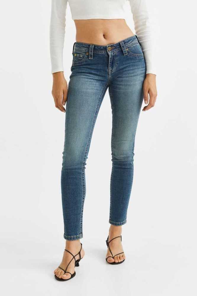 Jeans H&M Flaco Low Mujer Azules Oscuro | 943207ISX