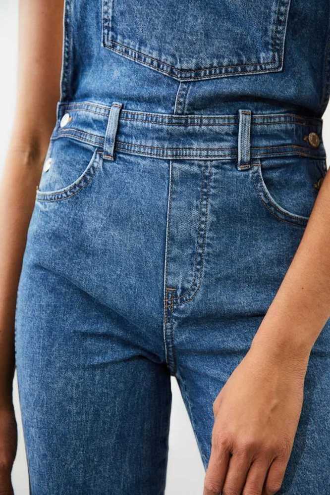 Jeans H&M Flared Denim Overalls Mujer Azules | 730298ITW