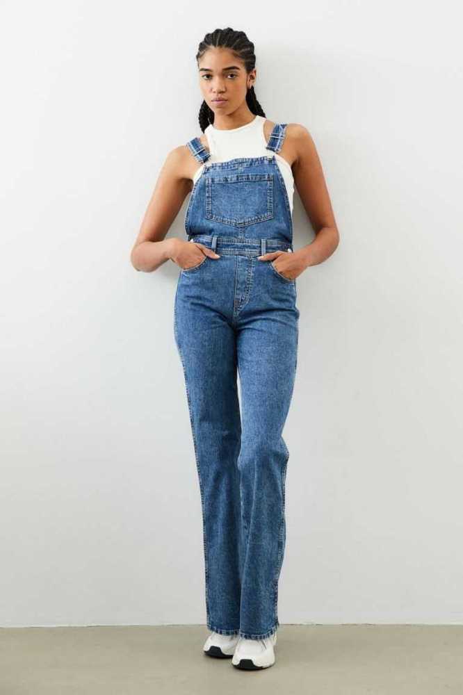 Jeans H&M Flared Denim Overalls Mujer Azules | 730298ITW