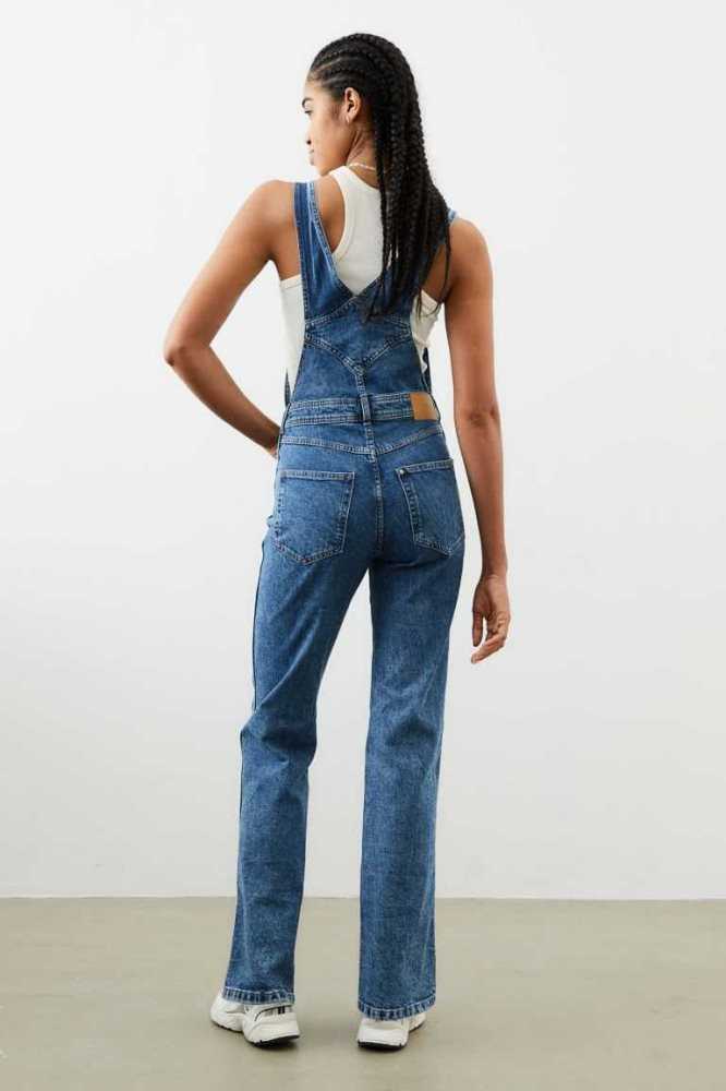 Jeans H&M Flared Denim Overalls Mujer Azules | 730298ITW