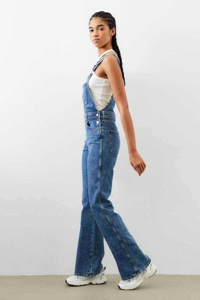 Jeans H&M Flared Denim Overalls Mujer Azules | 730298ITW