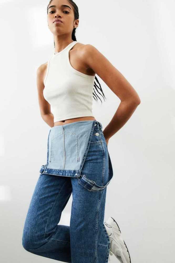 Jeans H&M Flared Denim Overalls Mujer Azules | 730298ITW