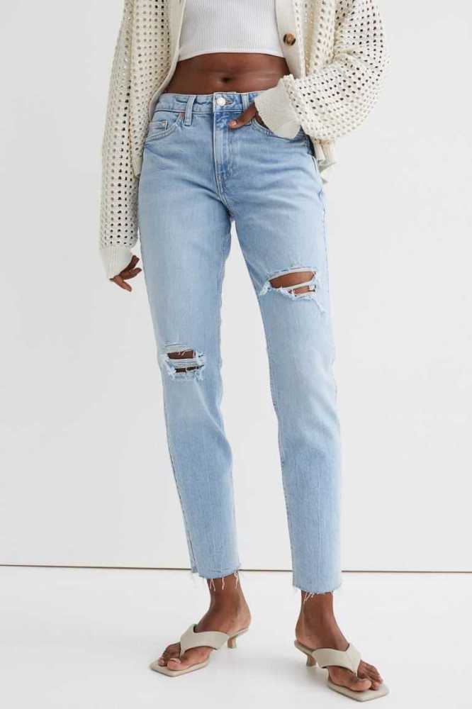 Jeans H&M Girlfriend Regular Mujer Azules Claro | 038457KXY