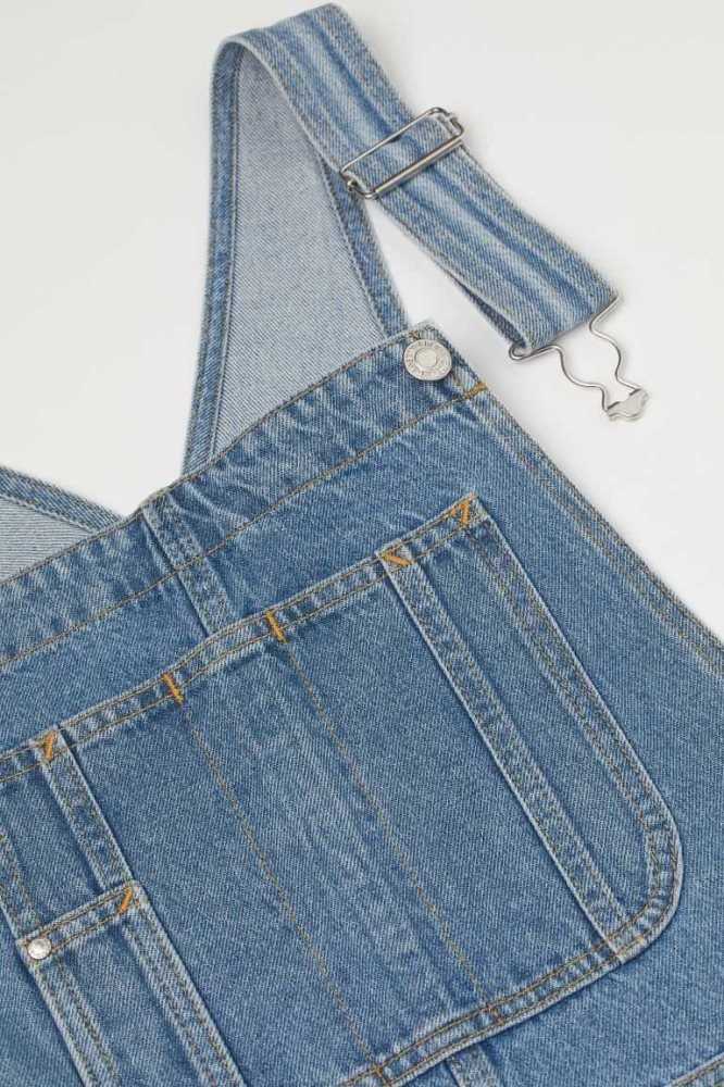 Jeans H&M Mom Fit Denim Overalls Mujer Blancos | 576802BCR