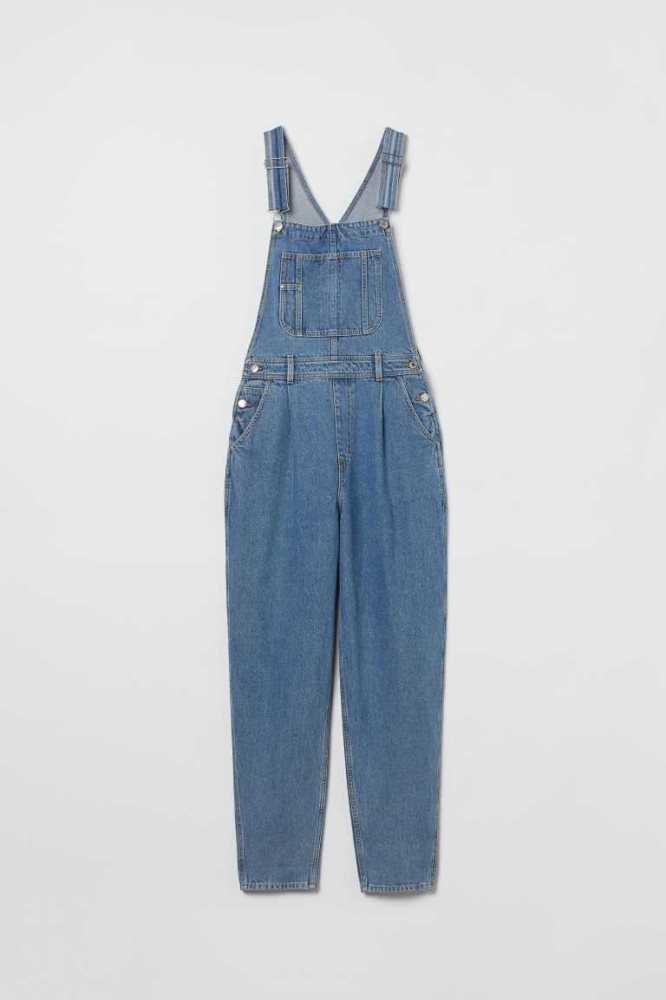 Jeans H&M Mom Fit Denim Overalls Mujer Blancos | 576802BCR