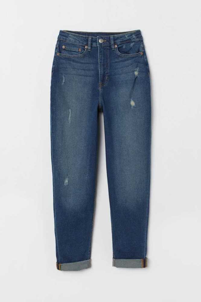 Jeans H&M Mom High Ankle Mujer Azules Claro | 682793LTB