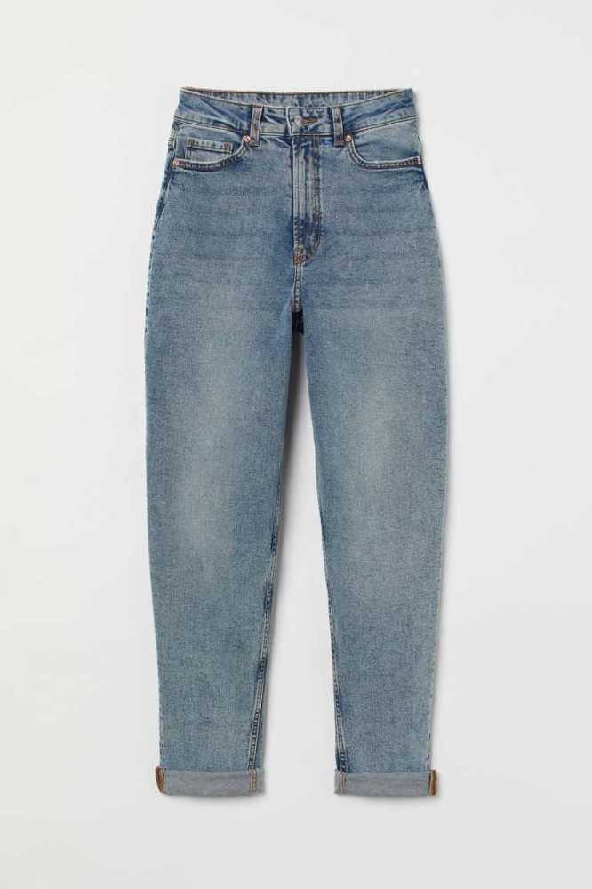 Jeans H&M Mom High Ankle Mujer Azules Claro | 682793LTB