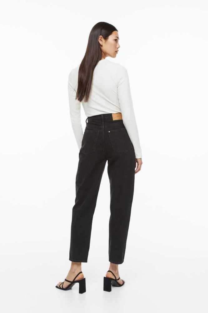 Jeans H&M Mom Loose Fit Ultra High Mujer Grises | 865243CPL