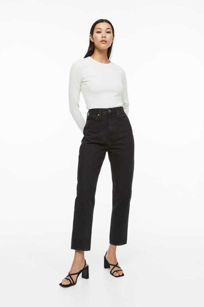 Jeans H&M Mom Loose Fit Ultra High Mujer Grises | 865243CPL