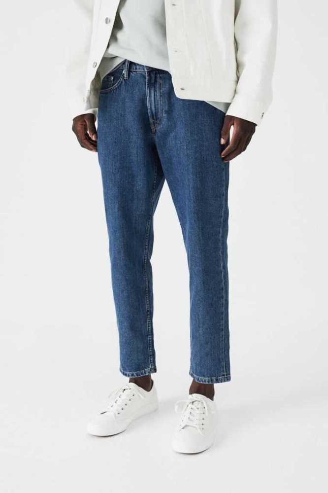 Jeans H&M Regular Tapered Crop Hombre Azules | 912467ZCO