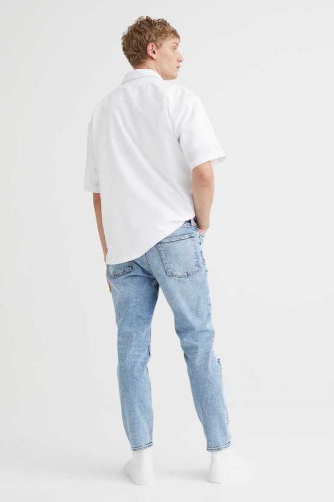 Jeans H&M Slim Tapered Cropped Hombre Azules | 210845MVJ