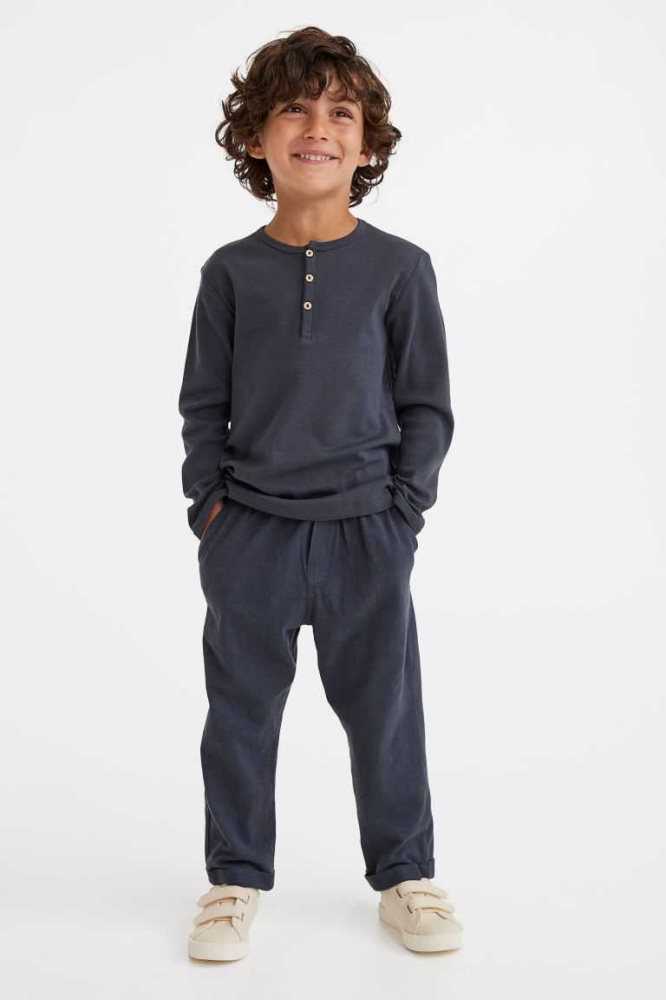 Jersey H&M 2-pack Algodon Pants Niños Marrom Azul Marino Azules | 634107HRA