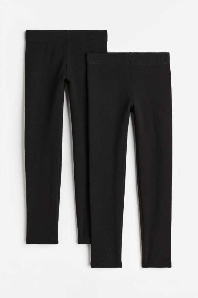 Jersey H&M 2-pack Thick Leggings Niños Negros Grises | 928175KZQ