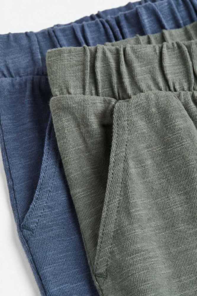 Jersey H&M 2-pack slub trousers Niños Verdes Azules | 926051CJE