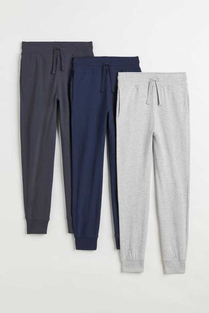 Jersey H&M 3-pack Algodon Joggers Niños Azul Marino Azules Grises Claro Grises Oscuro | 065389GCF