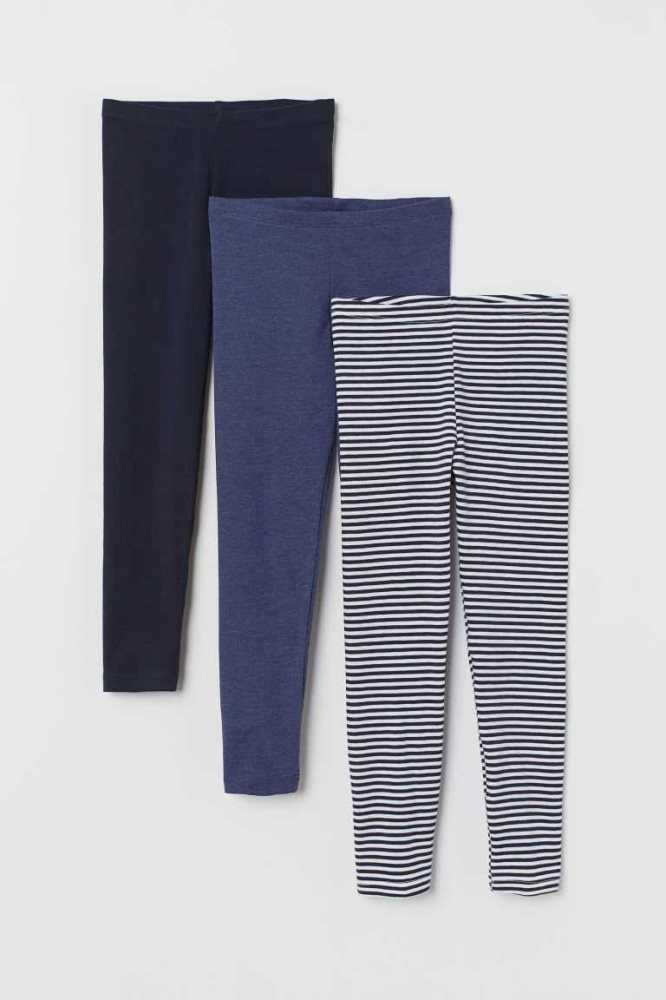 Jersey H&M 3-pack Leggings Niños Azul Marino Azules Rosas Morados | 364251MBC