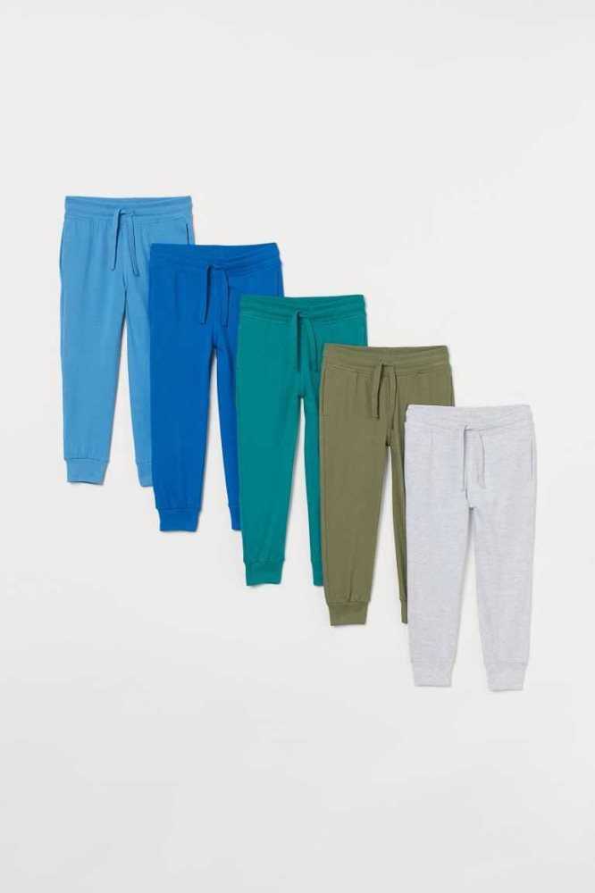 Jersey H&M 5-pack Algodon Joggers Niños Marrom Azules Oscuro | 824369NDR