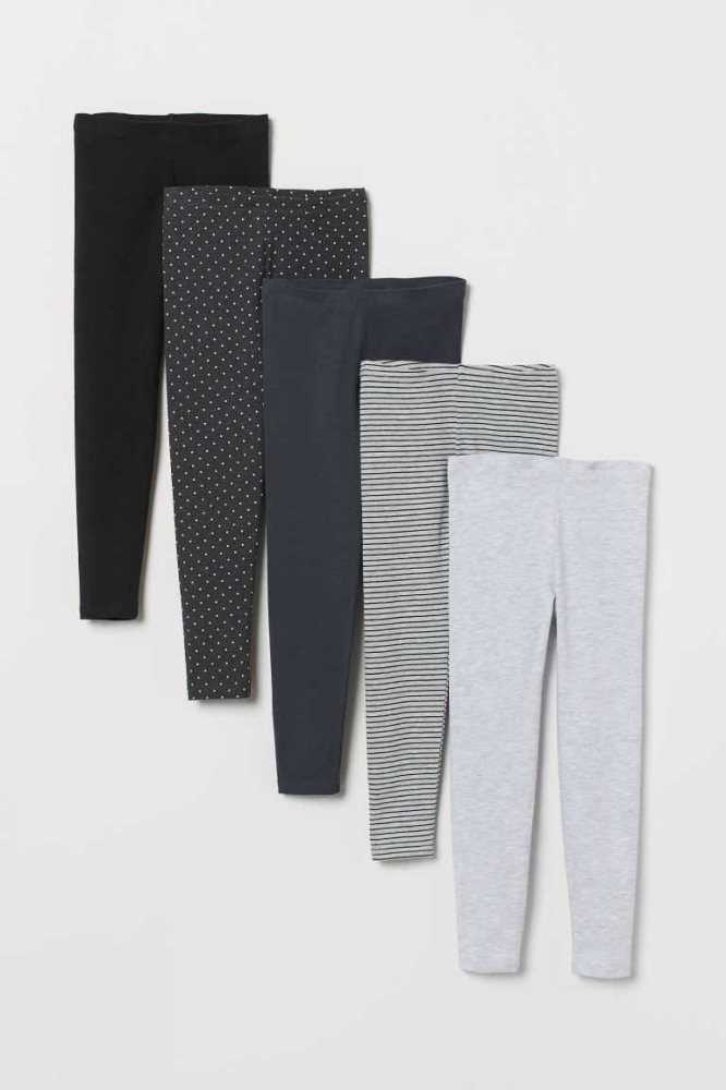 Jersey H&M 5-pack Leggings Niños Grises Grises Oscuro | 925643ALH