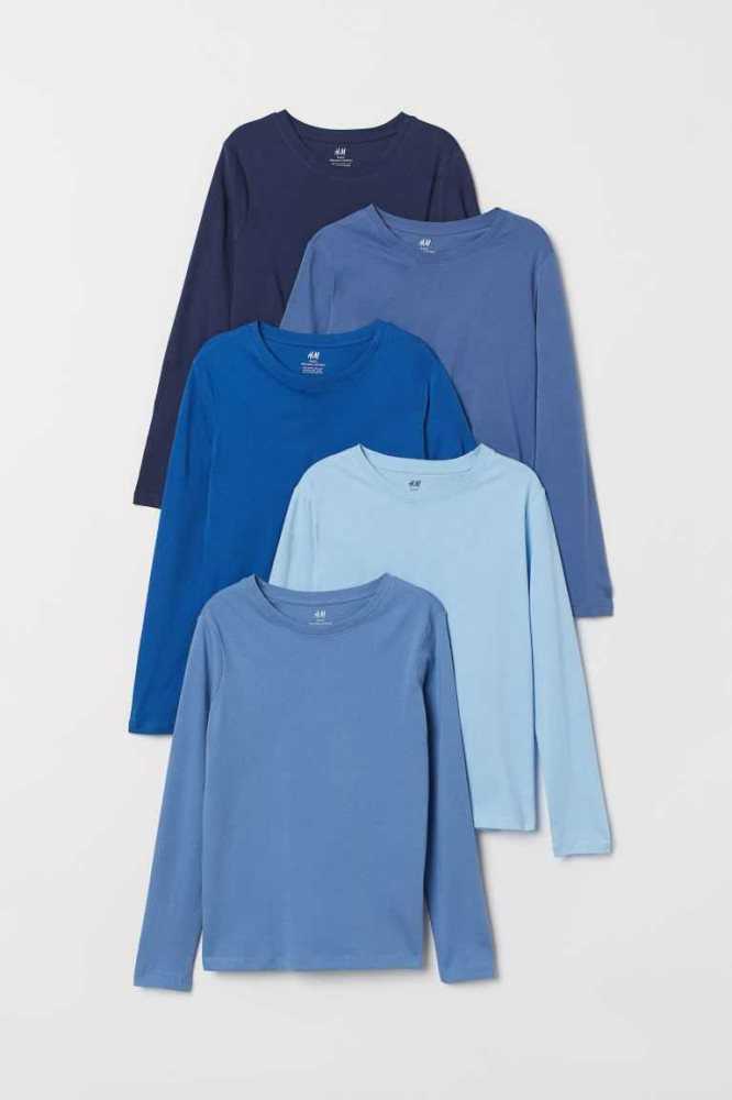 Jersey H&M 5-pack Shirts Niños Azules Oscuro | 107289TRH