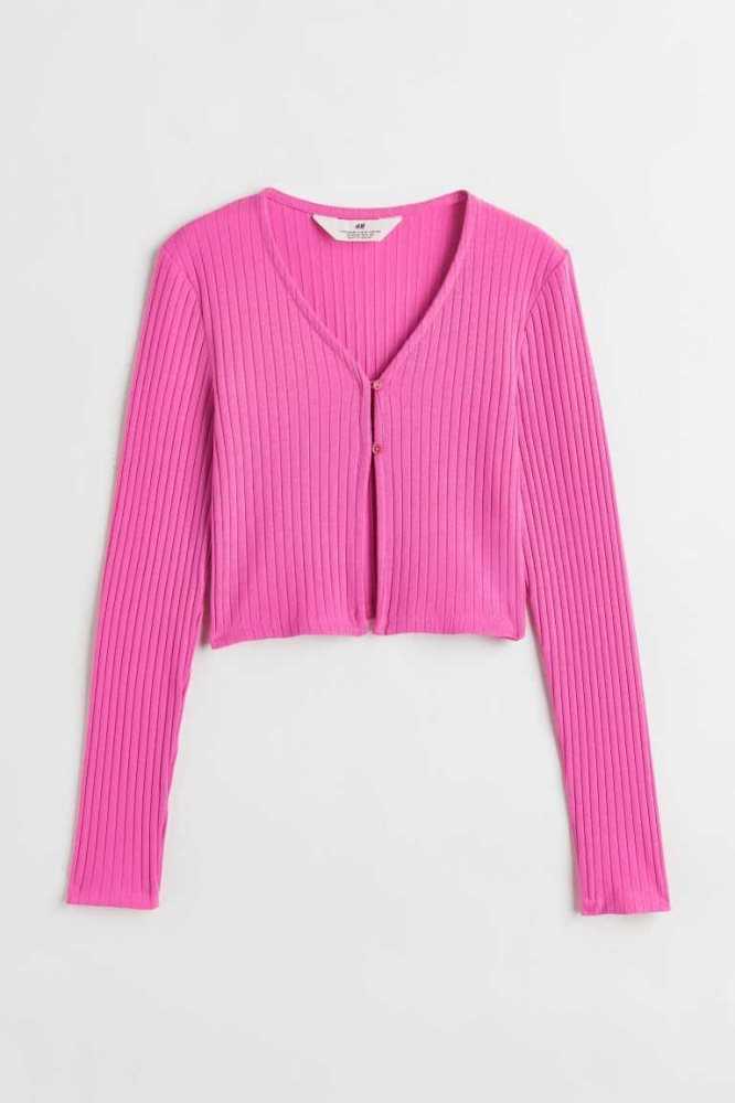 Jersey H&M Acanalado Algodon Cardigan Niños Amarillos Oscuro | 263518BRS