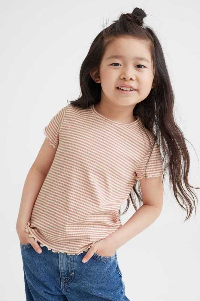 Jersey H&M Acanalado Algodon Top Niños Rosas Claro | 691387GUY