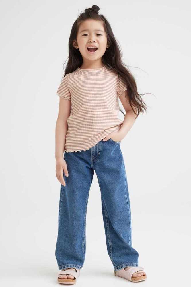 Jersey H&M Acanalado Algodon Top Niños Rosas Claro | 691387GUY