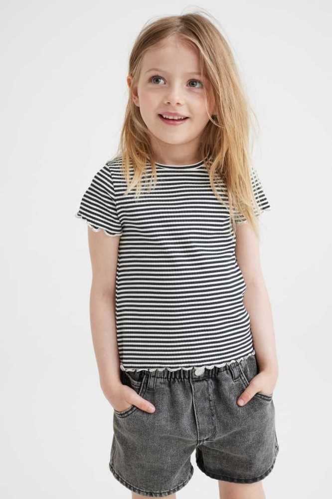 Jersey H&M Acanalado Algodon Top Niños Rosas Claro | 691387GUY