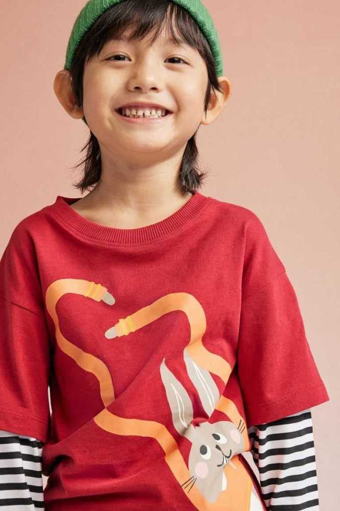 Jersey H&M Long-sleeved Top Niños Rojos | 350961ZCU