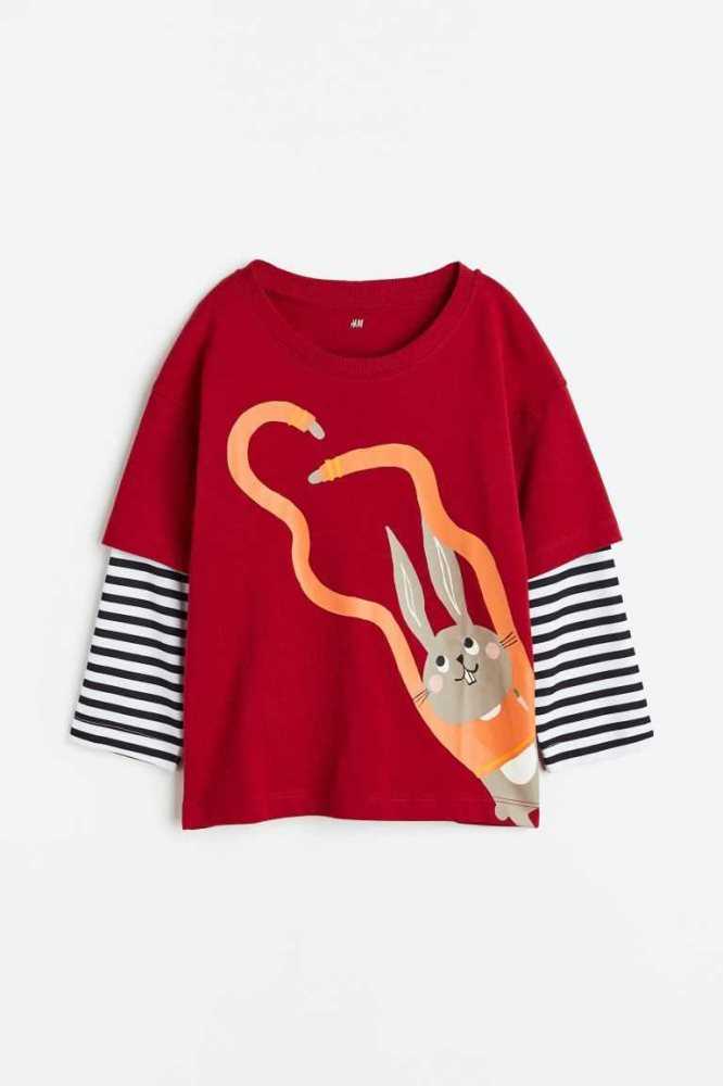 Jersey H&M Long-sleeved Top Niños Rojos | 350961ZCU