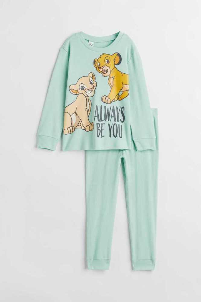 Jersey H&M Printed Algodon Pajamas Niños Turquesa Claro | 206374PCE