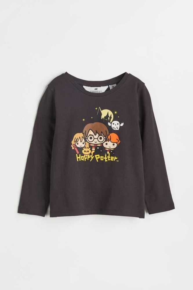 Jersey H&M Printed Algodon Shirt Niños Negros | 874692OCW