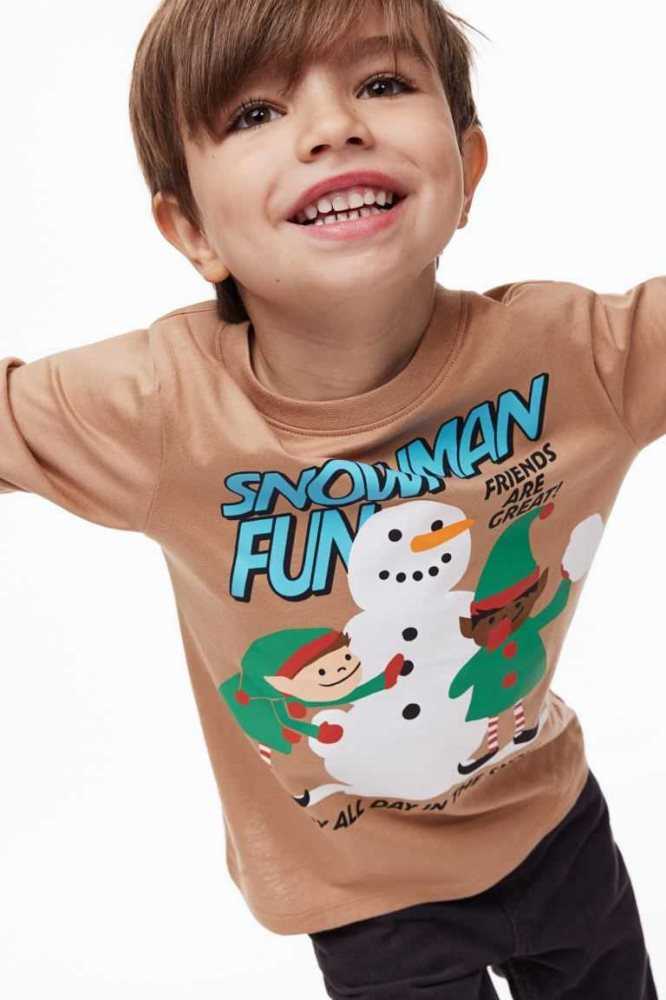 Jersey H&M Printed Shirt Niños Grises Oscuro | 362790AOB